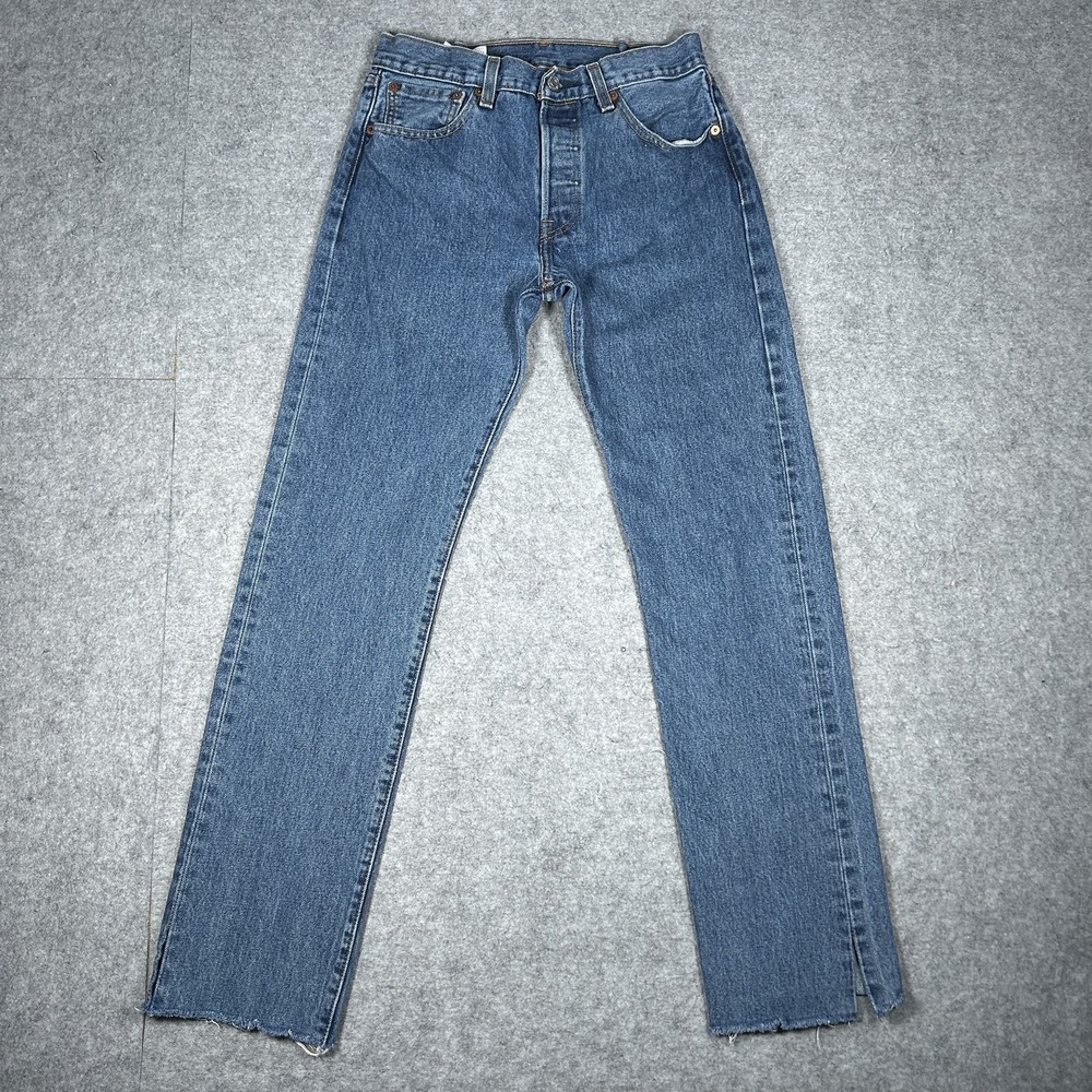 Vintage Levi's 501 Denim Jeans Womens 29x32(26x30) Medium Blue Wash Y2K Raw Hem